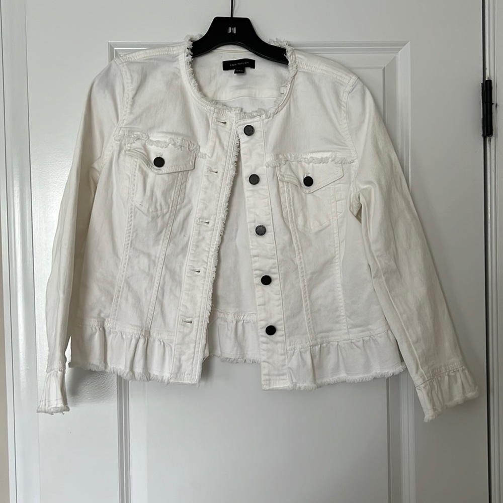 Ann Taylor white denim jacket